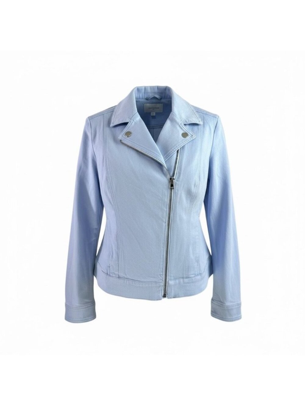 Chicos Light Blue Moto Jacket Womens Size 1 (8/10) Cotton Blend